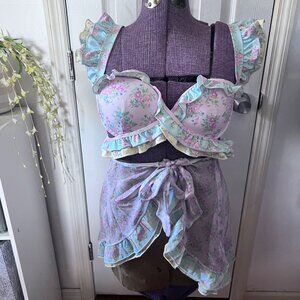 Sugar Thrillz/Dolls Kill Where to Find Me Bikini Set L NWT